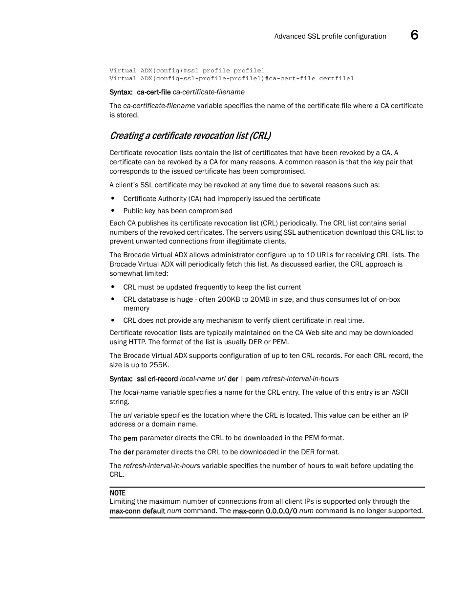 Creating a certificate revocation list (crl) | Brocade Virtual ADX Security Guide (Supporting ADX v03.1.00) User Manual | Page 141 / 180