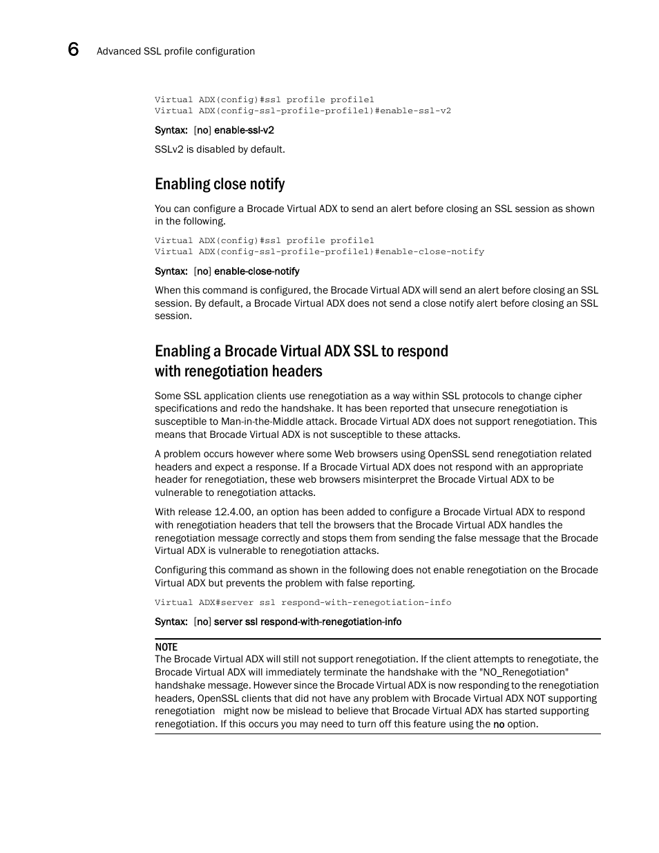 Enabling close notify | Brocade Virtual ADX Security Guide (Supporting ADX v03.1.00) User Manual | Page 144 / 180