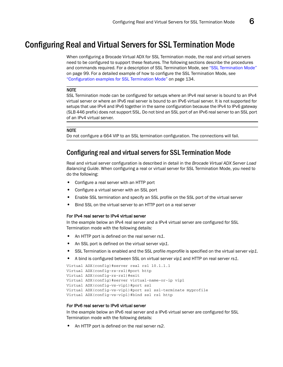 Configuring, Real and virtual servers for ssl termination mode | Brocade Virtual ADX Security Guide (Supporting ADX v03.1.00) User Manual | Page 145 / 180