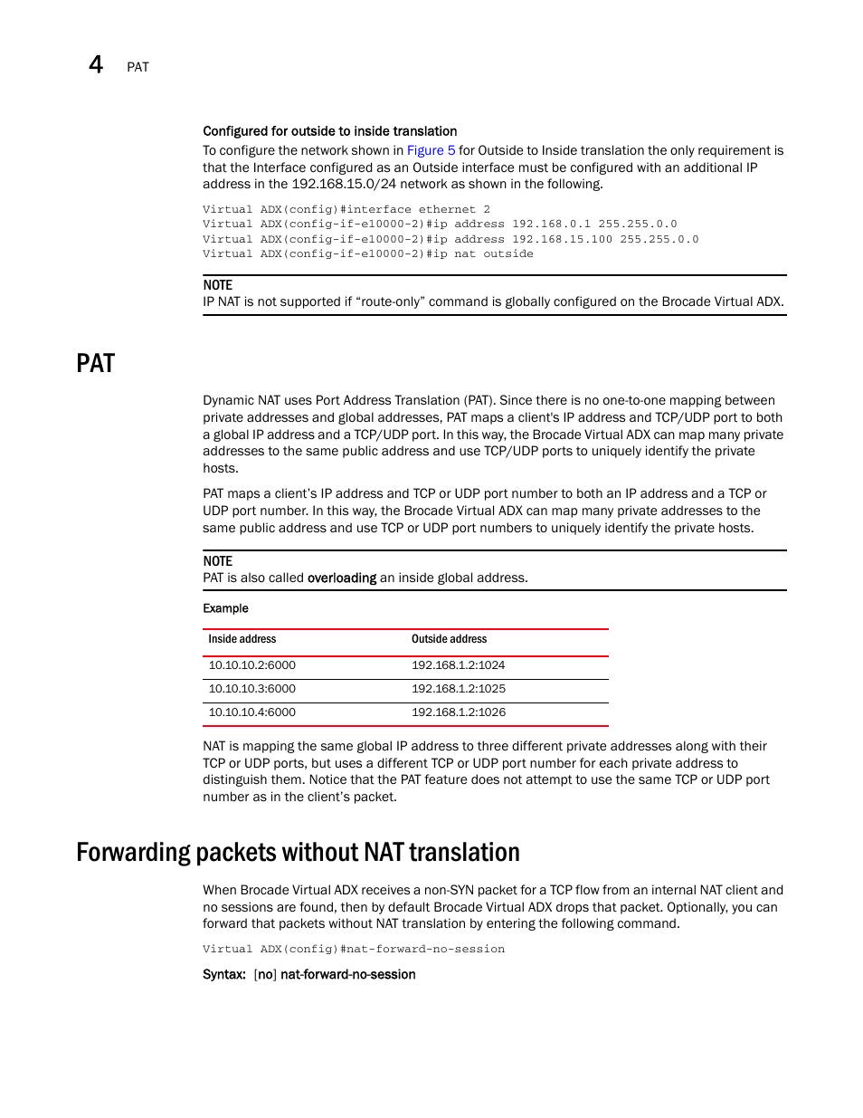 Forwarding packets without nat translation | Brocade Virtual ADX Security Guide (Supporting ADX v03.1.00) User Manual | Page 78 / 180