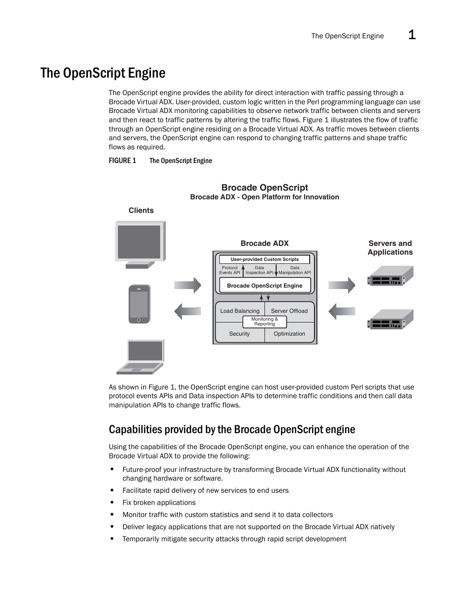 The openscript engine, Brocade openscript | Brocade Virtual ADX OpenScript Programmer’s Guide (Supporting ADX v03.1.00) User Manual | Page 11 / 30