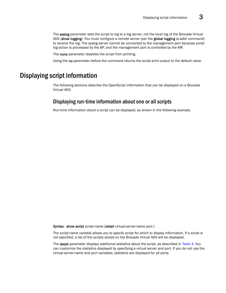 Displaying script information | Brocade Virtual ADX OpenScript Programmer’s Guide (Supporting ADX v03.1.00) User Manual | Page 27 / 30