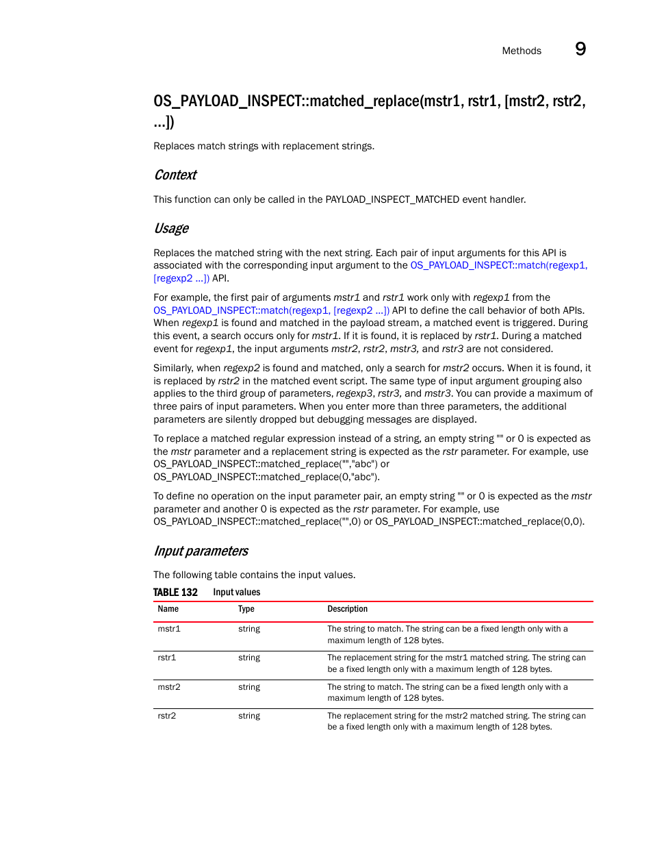 Context, Usage, Input parameters | Brocade Virtual ADX OpenScript API Guide (Supporting ADX v03.1.00) User Manual | Page 125 / 132