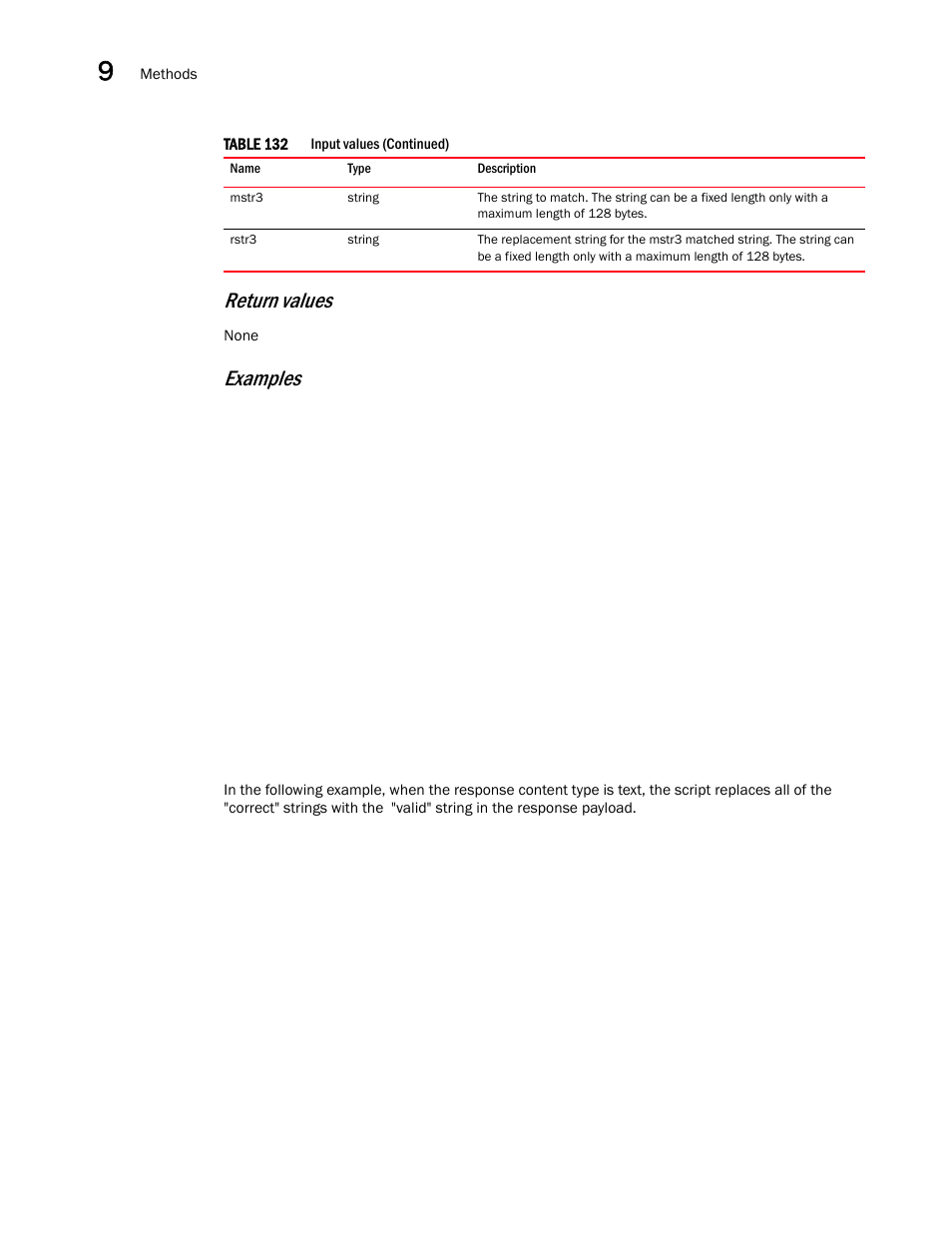 Return values, Examples | Brocade Virtual ADX OpenScript API Guide (Supporting ADX v03.1.00) User Manual | Page 126 / 132