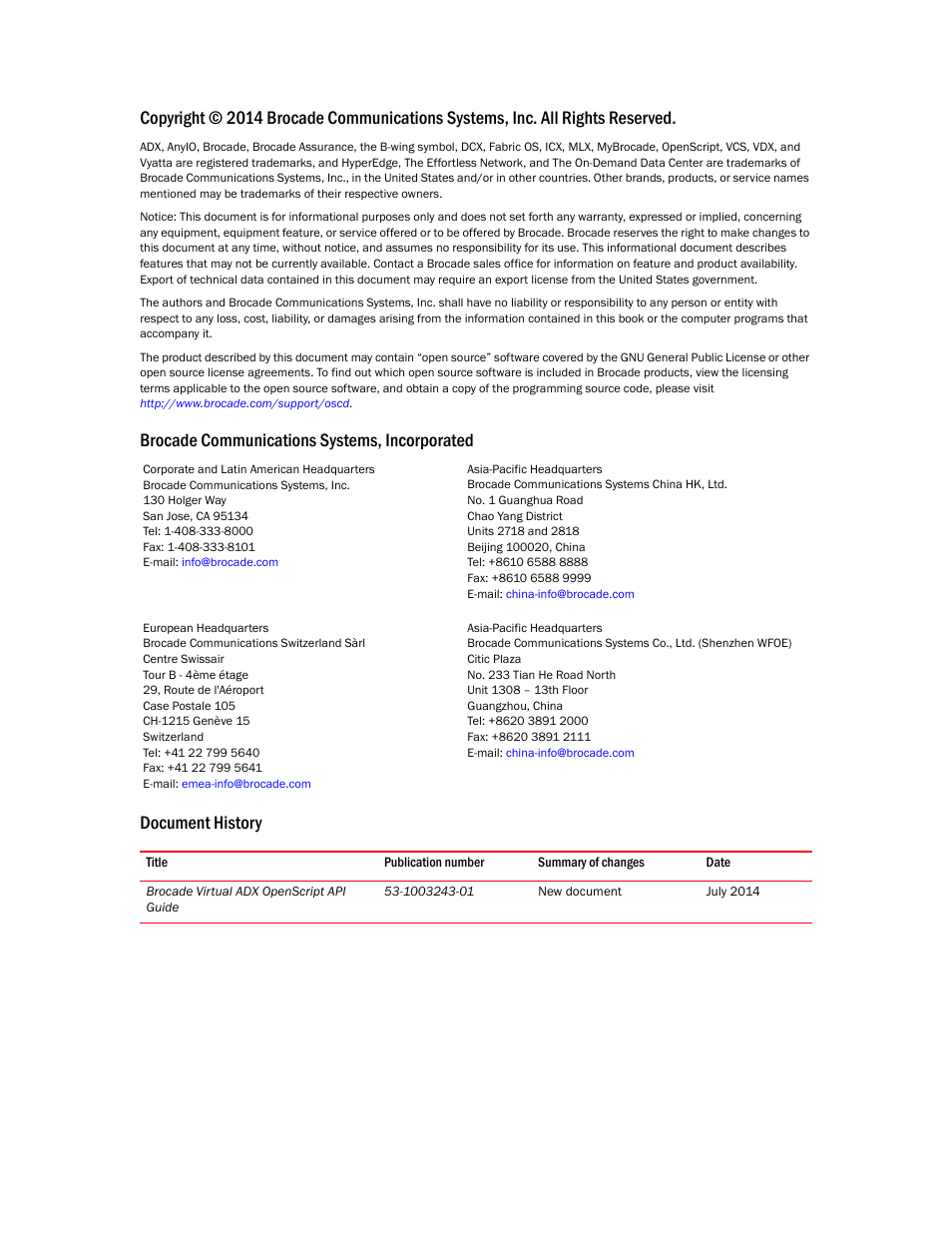 Brocade Virtual ADX OpenScript API Guide (Supporting ADX v03.1.00) User Manual | Page 2 / 132