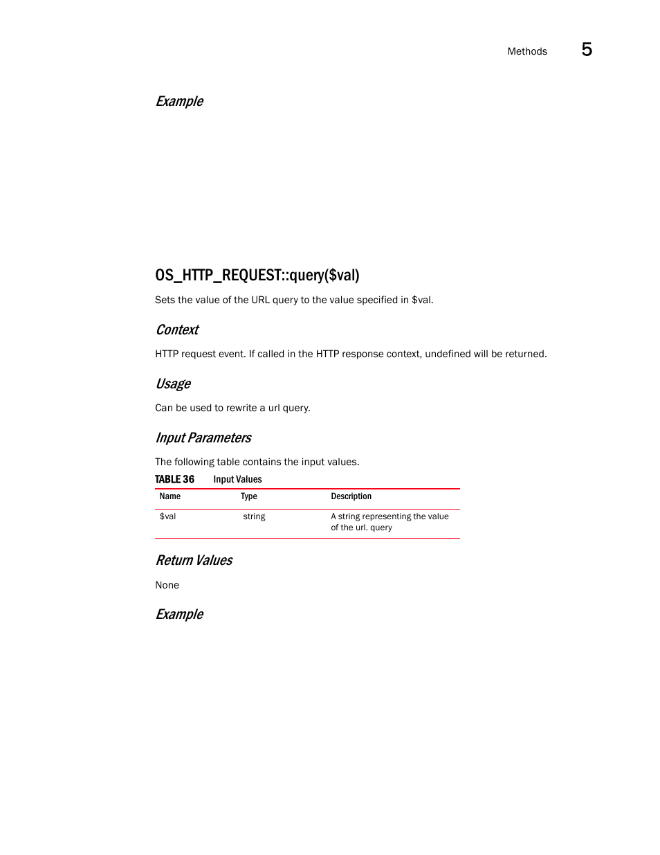 Os_http_request::query($val), Example, Context | Usage, Input parameters, Return values | Brocade Virtual ADX OpenScript API Guide (Supporting ADX v03.1.00) User Manual | Page 55 / 132