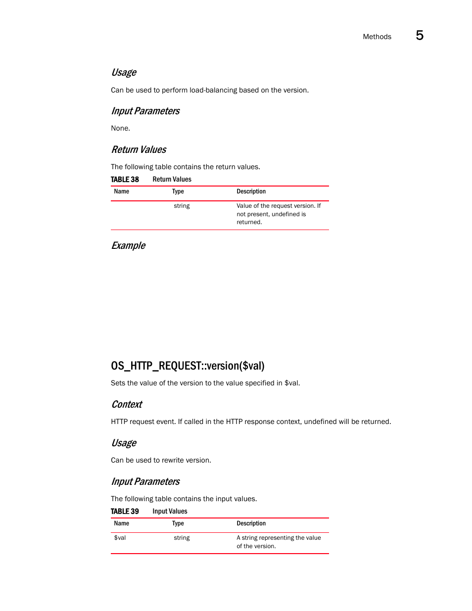 Os_http_request::version($val), Usage, Input parameters | Return values, Example, Context | Brocade Virtual ADX OpenScript API Guide (Supporting ADX v03.1.00) User Manual | Page 57 / 132