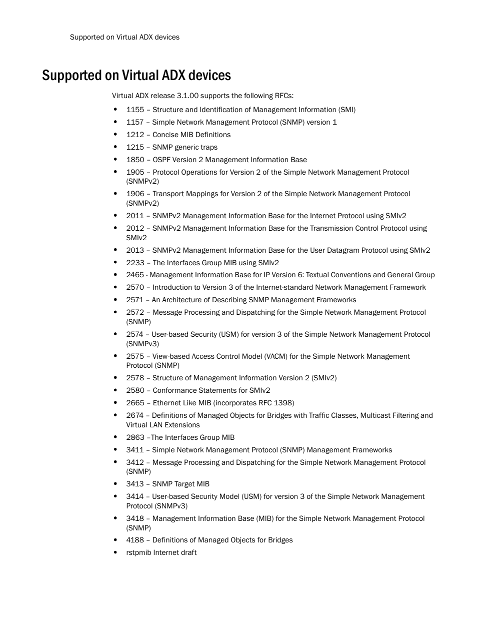 Supported on virtual adx devices | Brocade Virtual ADX MIB Reference (Supporting ADX v03.1.00) User Manual | Page 18 / 288