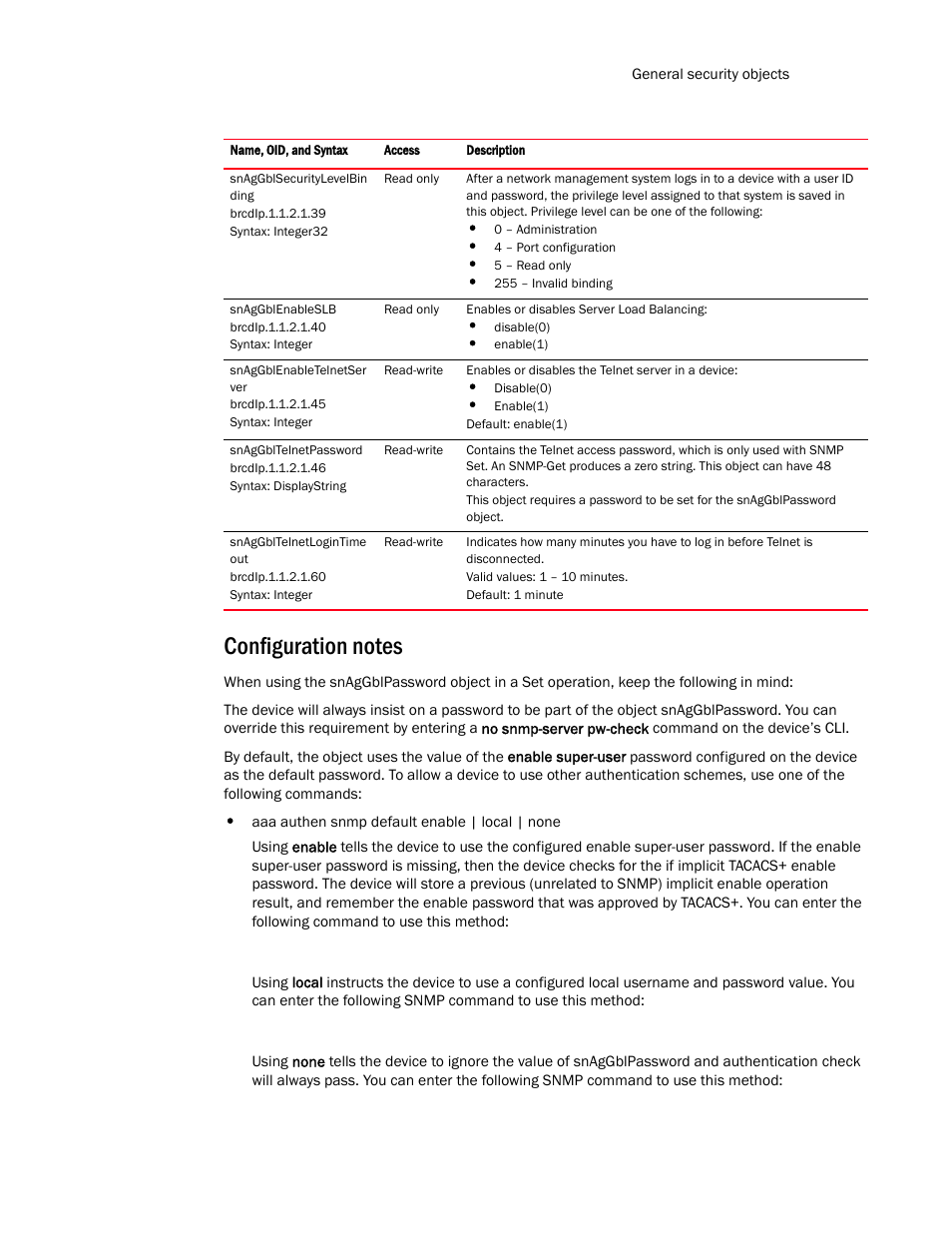 Configuration notes | Brocade Virtual ADX MIB Reference (Supporting ADX v03.1.00) User Manual | Page 47 / 288