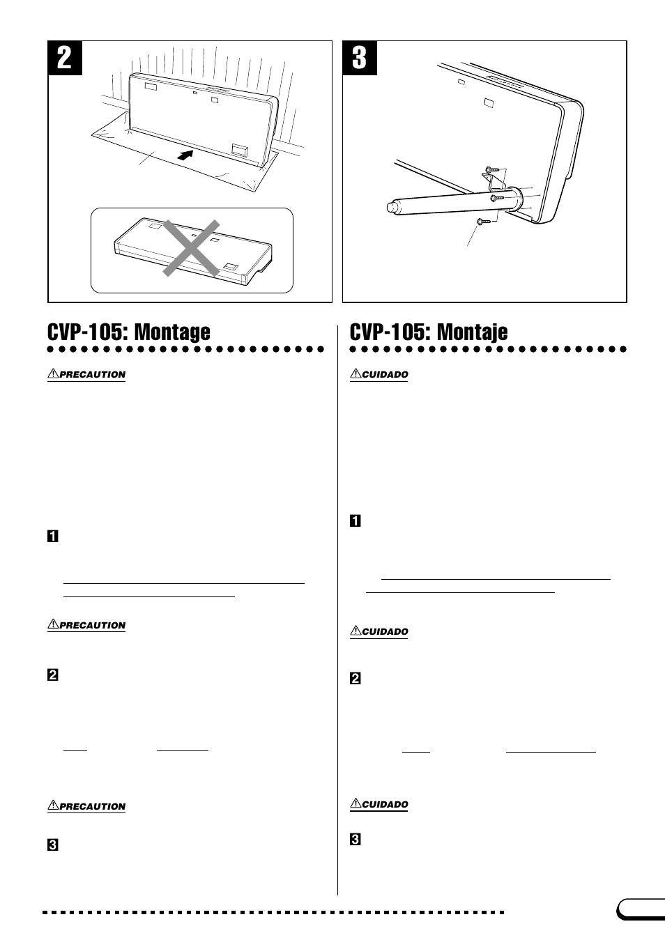Cvp-105: montaje, Cvp-105: montage | Yamaha CVP-103M User Manual | Page 47 / 68
