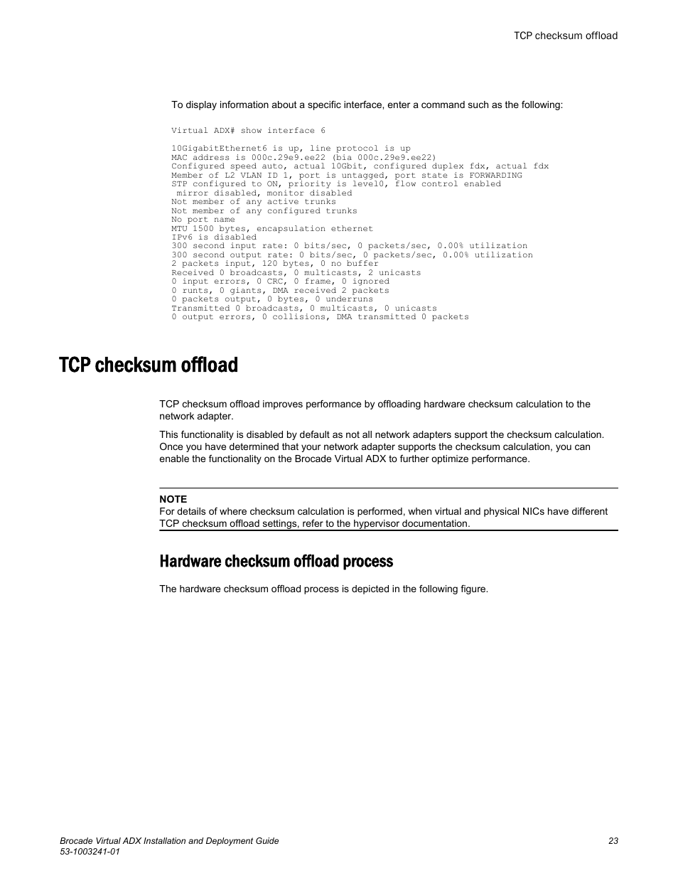 Tcp checksum offload, Hardware checksum offload process | Brocade Virtual ADX Installation and Deployment Guide (Supporting ADX v03.1.00) User Manual | Page 23 / 78