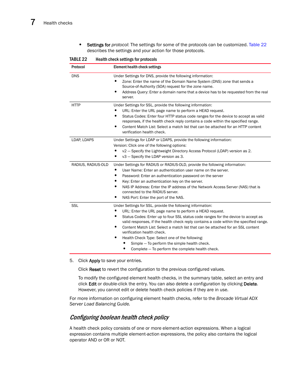 Configuring boolean health check policy | Brocade Virtual ADX Graphical User Interface Guide (Supporting ADX v03.1.00) User Manual | Page 114 / 330