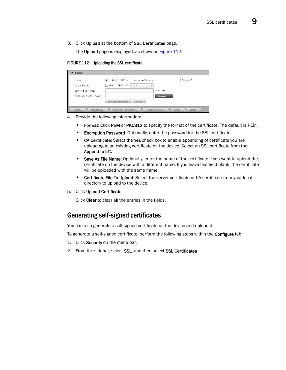 Generating self-signed certificates | Brocade Virtual ADX Graphical User Interface Guide (Supporting ADX v03.1.00) User Manual | Page 153 / 330