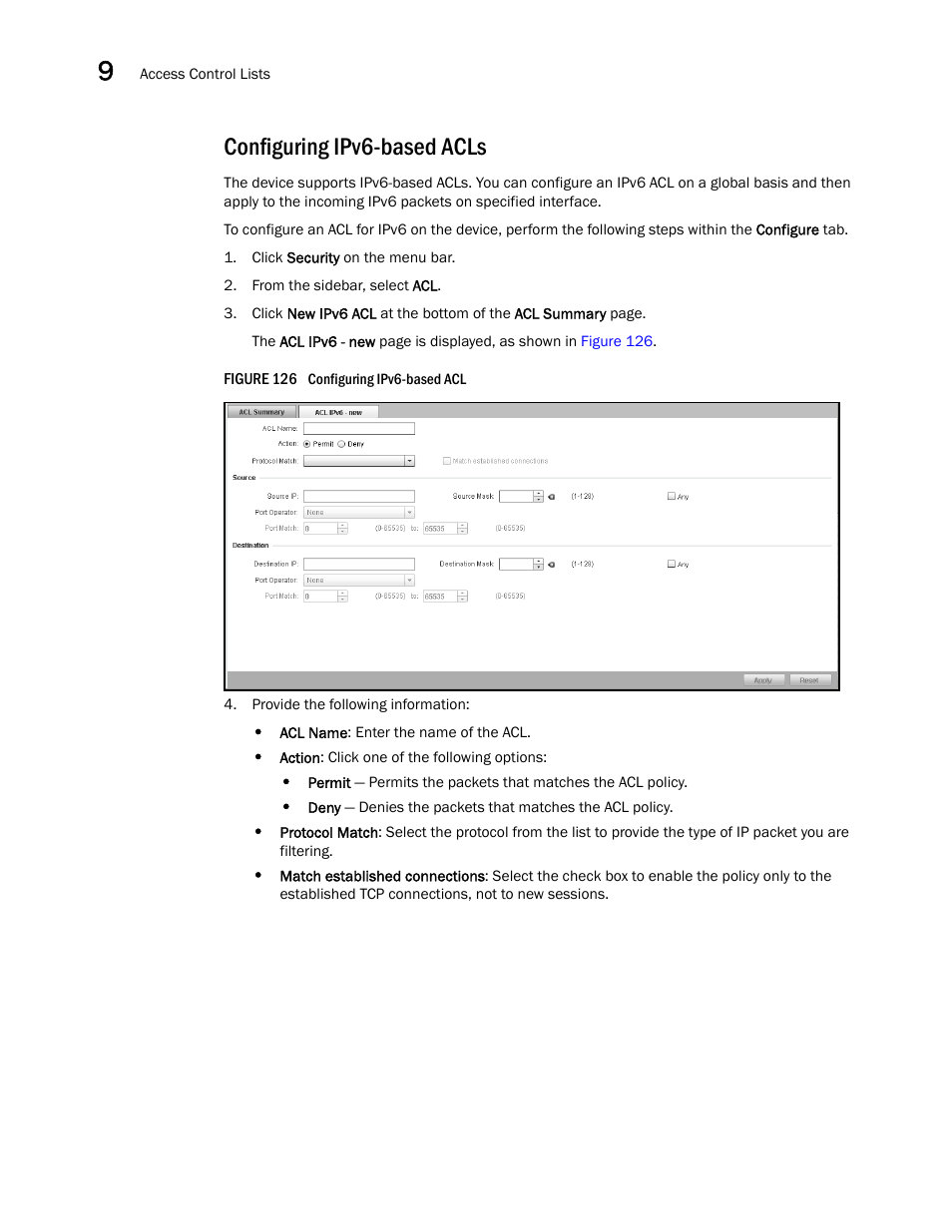 Configuring ipv6-based acls | Brocade Virtual ADX Graphical User Interface Guide (Supporting ADX v03.1.00) User Manual | Page 168 / 330