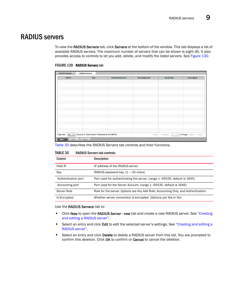 Radius servers | Brocade Virtual ADX Graphical User Interface Guide (Supporting ADX v03.1.00) User Manual | Page 177 / 330