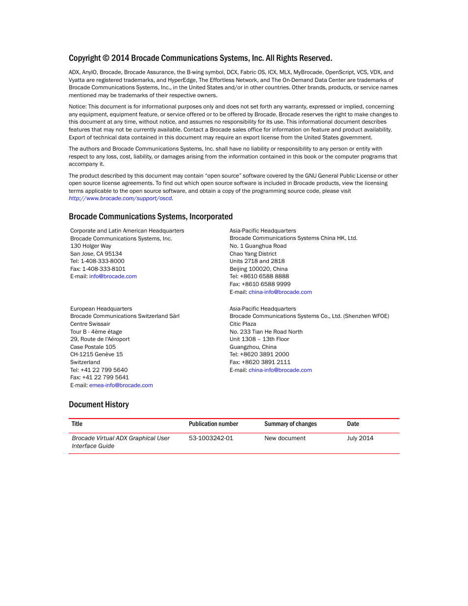 Brocade Virtual ADX Graphical User Interface Guide (Supporting ADX v03.1.00) User Manual | Page 2 / 330