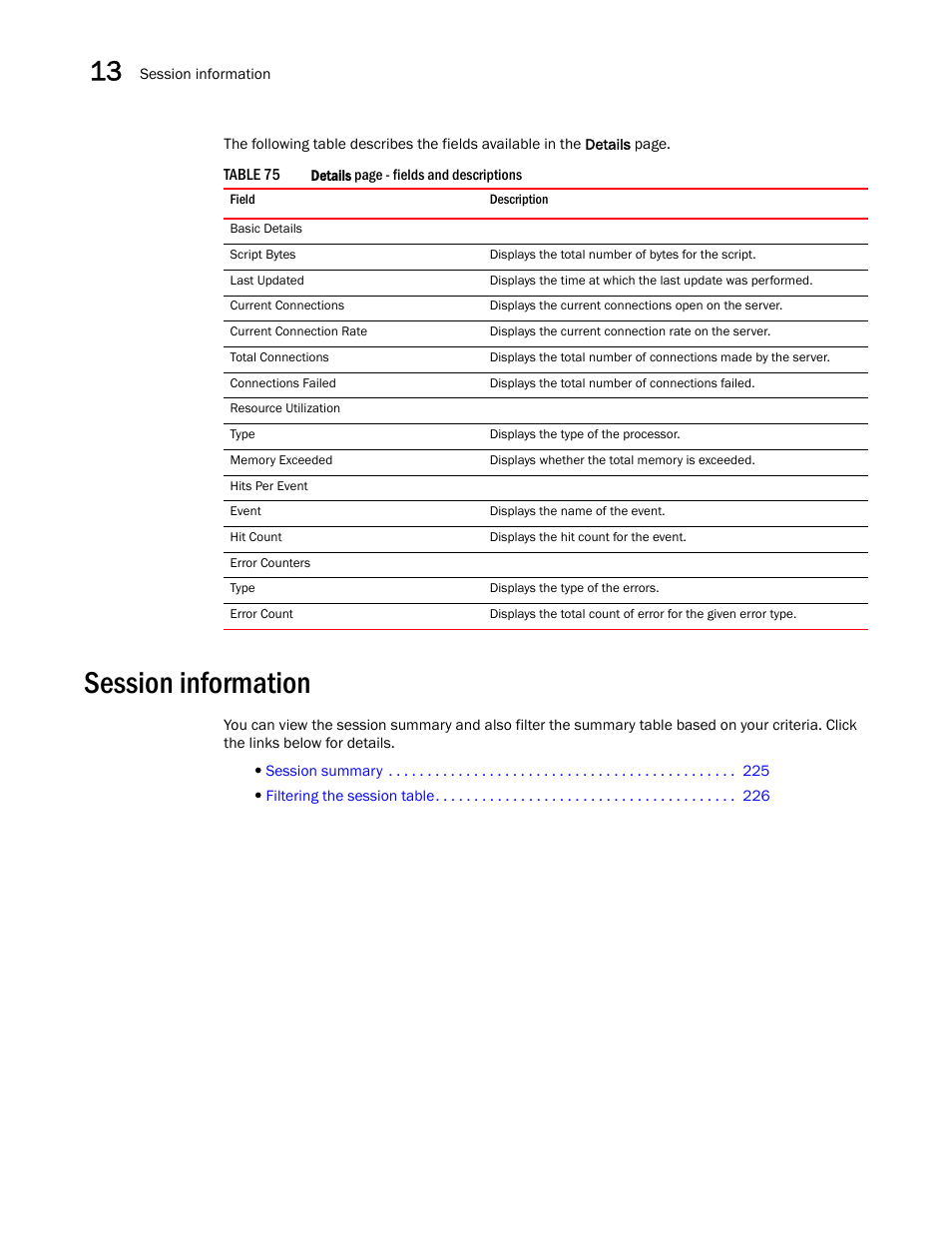 Session information | Brocade Virtual ADX Graphical User Interface Guide (Supporting ADX v03.1.00) User Manual | Page 236 / 330