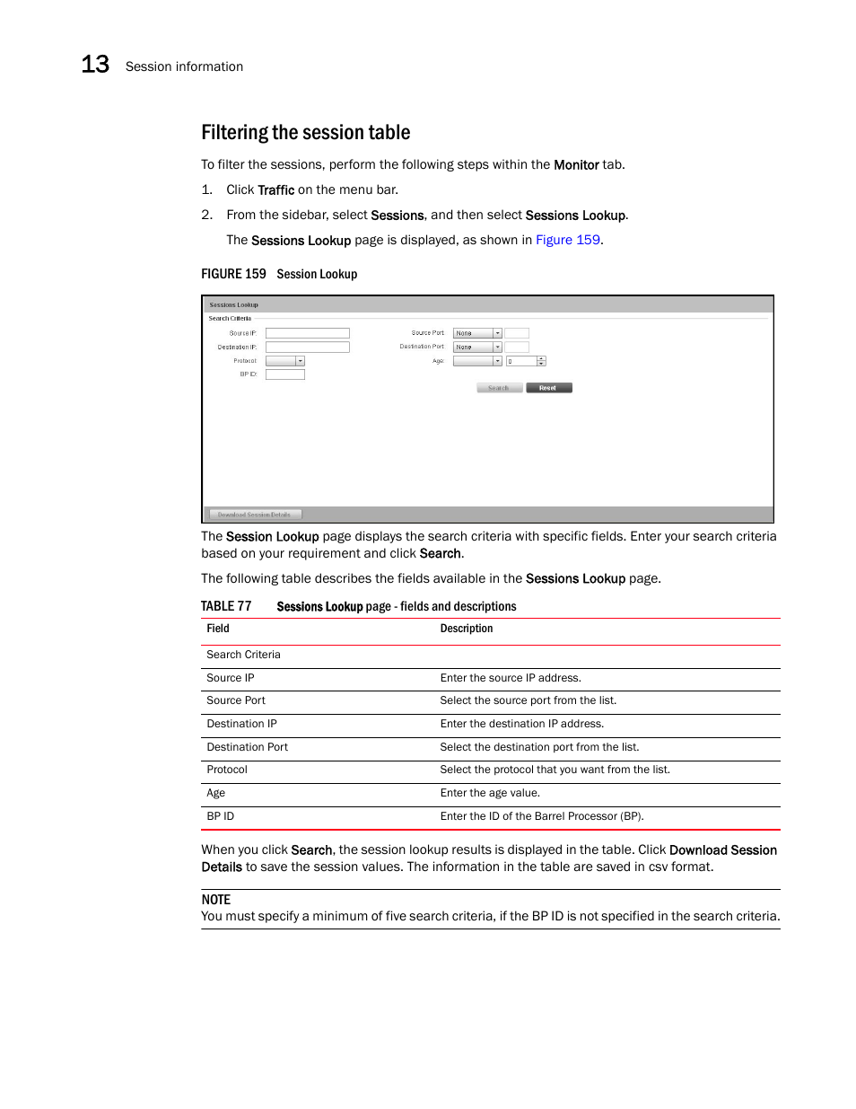 Filtering the session table | Brocade Virtual ADX Graphical User Interface Guide (Supporting ADX v03.1.00) User Manual | Page 238 / 330