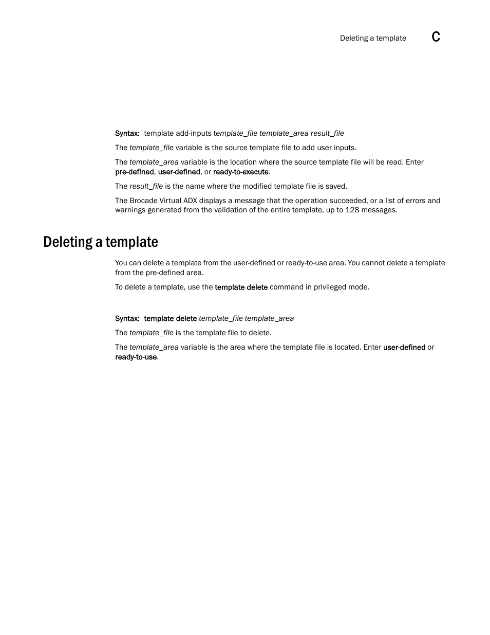 Deleting a template | Brocade Virtual ADX Graphical User Interface Guide (Supporting ADX v03.1.00) User Manual | Page 325 / 330