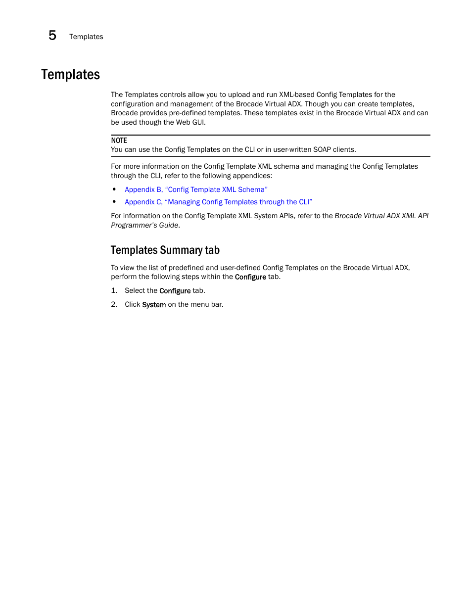 Templates, Templates summary tab | Brocade Virtual ADX Graphical User Interface Guide (Supporting ADX v03.1.00) User Manual | Page 38 / 330