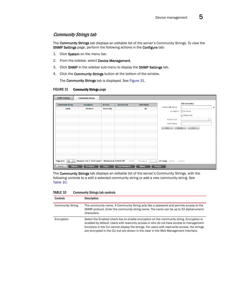 Community strings tab | Brocade Virtual ADX Graphical User Interface Guide (Supporting ADX v03.1.00) User Manual | Page 53 / 330