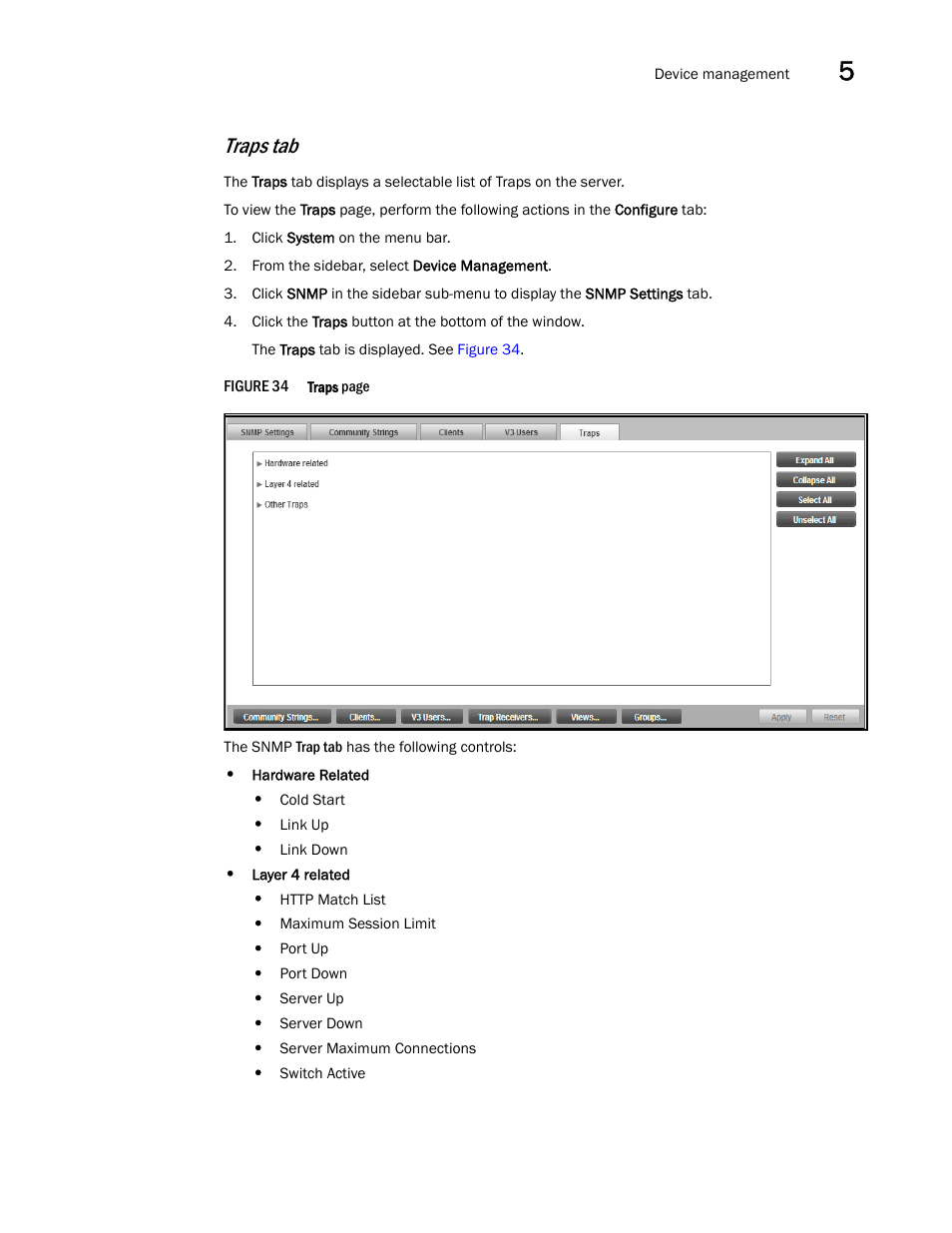 Traps tab | Brocade Virtual ADX Graphical User Interface Guide (Supporting ADX v03.1.00) User Manual | Page 57 / 330