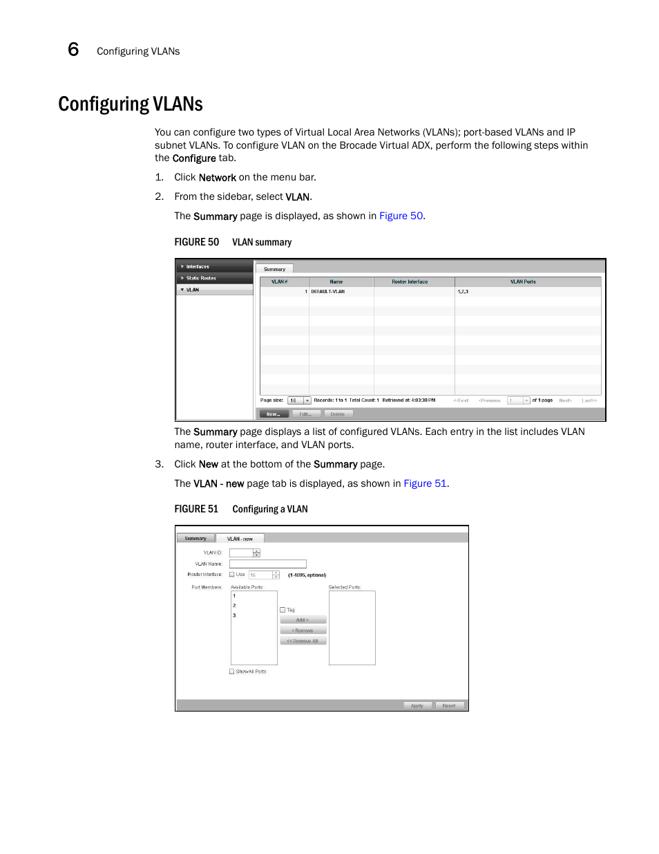 Configuring vlans | Brocade Virtual ADX Graphical User Interface Guide (Supporting ADX v03.1.00) User Manual | Page 74 / 330