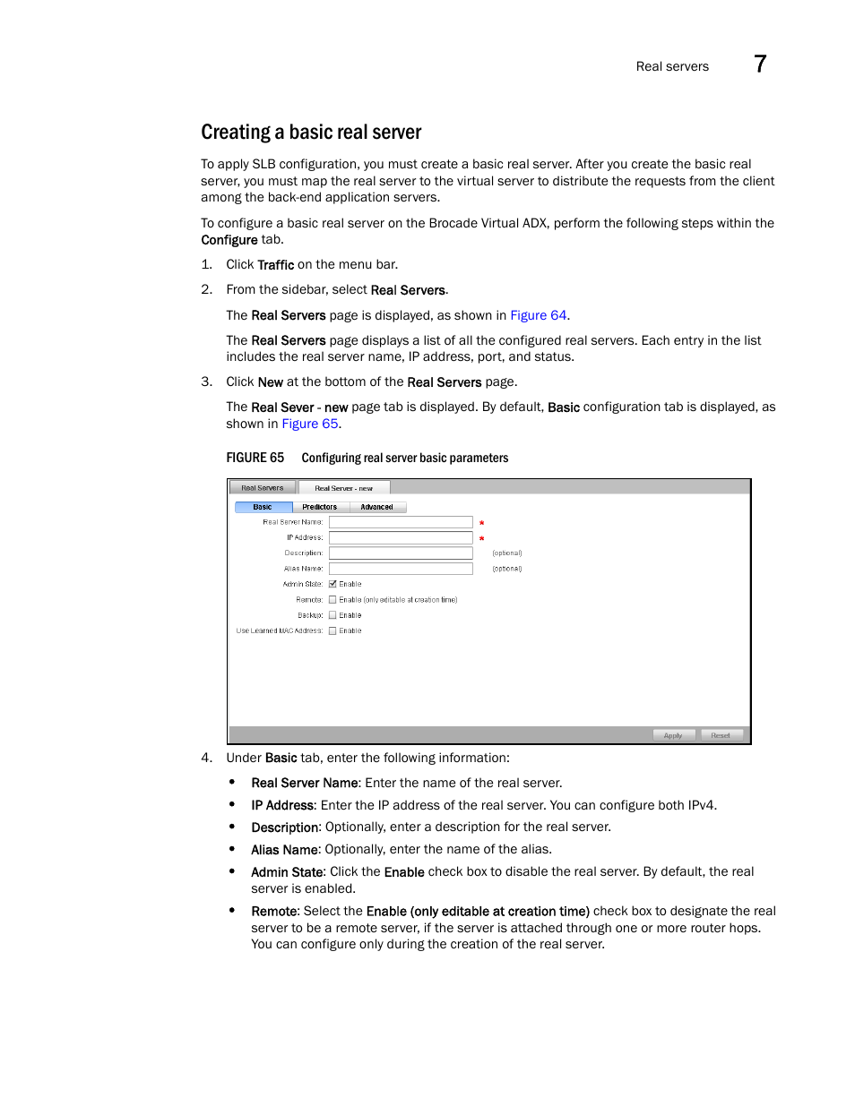 Creating a basic real server | Brocade Virtual ADX Graphical User Interface Guide (Supporting ADX v03.1.00) User Manual | Page 91 / 330