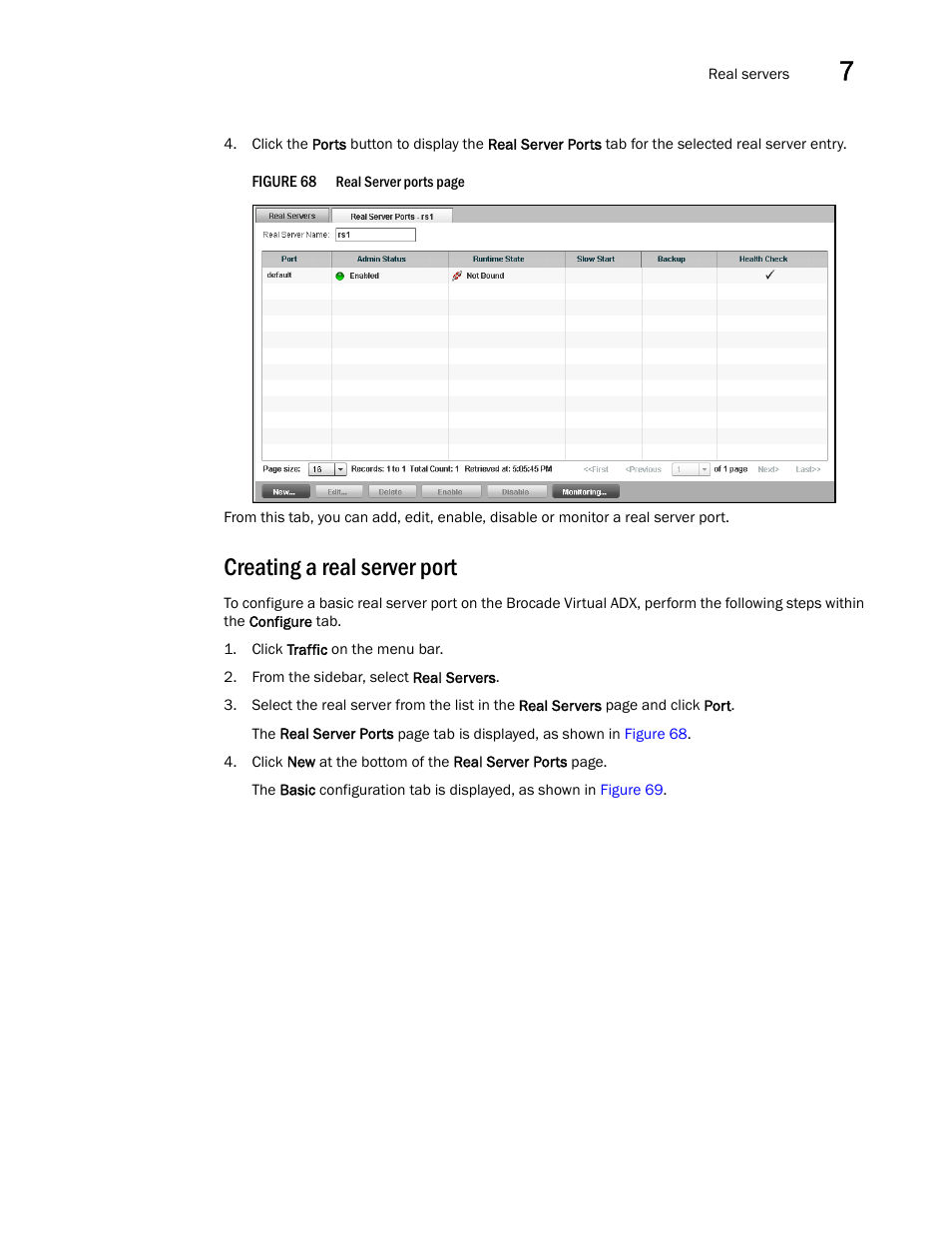 Creating a real server port | Brocade Virtual ADX Graphical User Interface Guide (Supporting ADX v03.1.00) User Manual | Page 95 / 330