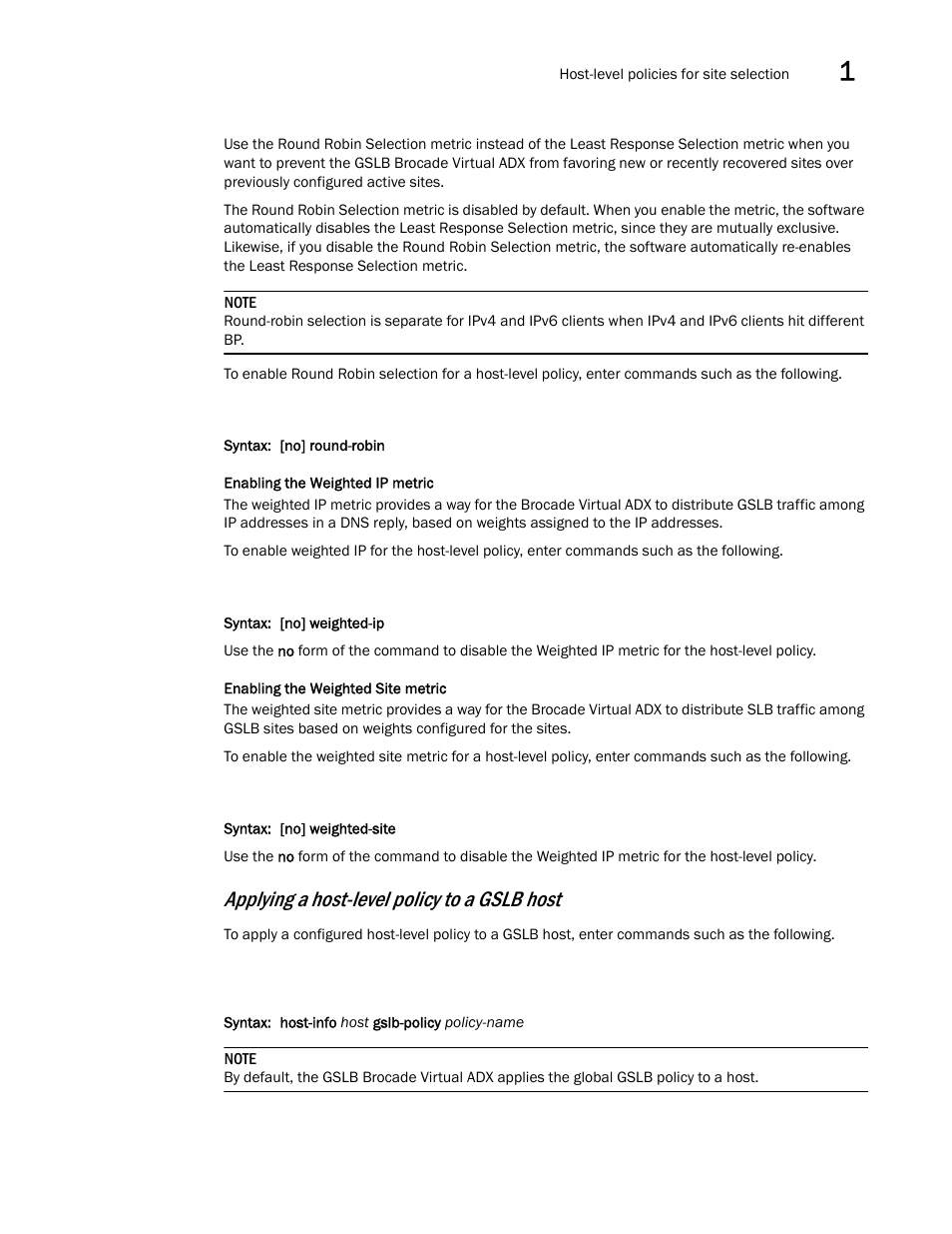 Applying a host-level policy to a gslb, Host, Applying a host-level policy to a gslb host | Brocade Virtual ADX Global Server Load Balancing Guide (Supporting ADX v03.1.00) User Manual | Page 101 / 198