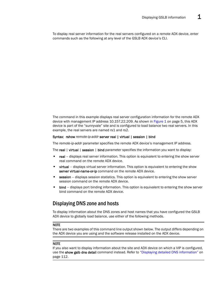 Displaying dns zone and hosts | Brocade Virtual ADX Global Server Load Balancing Guide (Supporting ADX v03.1.00) User Manual | Page 119 / 198