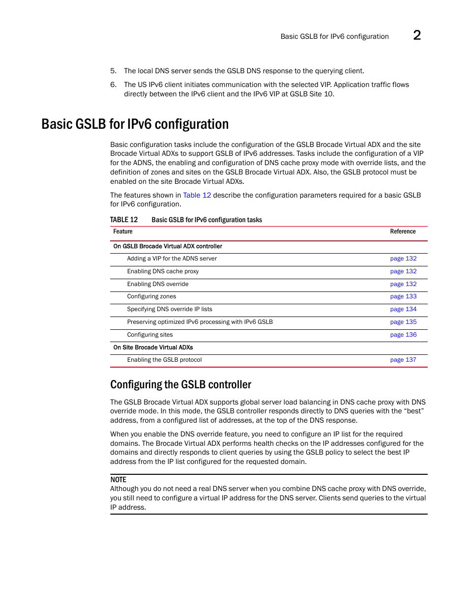 Basic gslb for ipv6 configuration, Configuring the gslb controller | Brocade Virtual ADX Global Server Load Balancing Guide (Supporting ADX v03.1.00) User Manual | Page 141 / 198