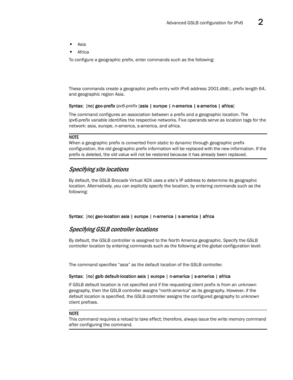 Specifying site locations, Specifying gslb controller locations | Brocade Virtual ADX Global Server Load Balancing Guide (Supporting ADX v03.1.00) User Manual | Page 163 / 198