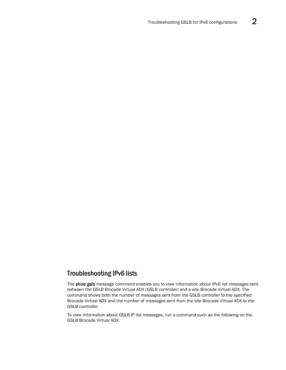 Troubleshooting ipv6 lists | Brocade Virtual ADX Global Server Load Balancing Guide (Supporting ADX v03.1.00) User Manual | Page 191 / 198