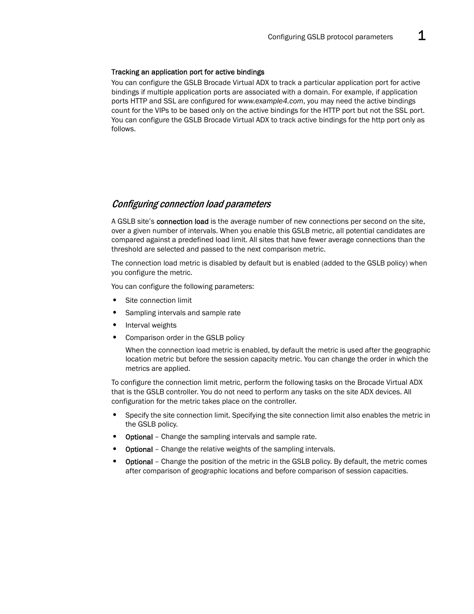 Configuring connection load parameters | Brocade Virtual ADX Global Server Load Balancing Guide (Supporting ADX v03.1.00) User Manual | Page 57 / 198