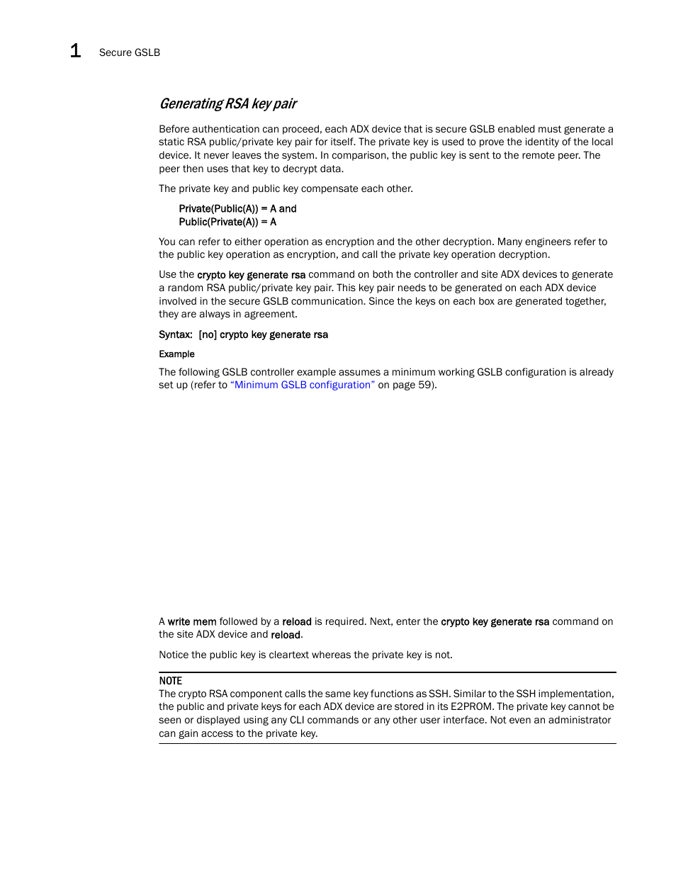 Generating rsa key pair | Brocade Virtual ADX Global Server Load Balancing Guide (Supporting ADX v03.1.00) User Manual | Page 64 / 198