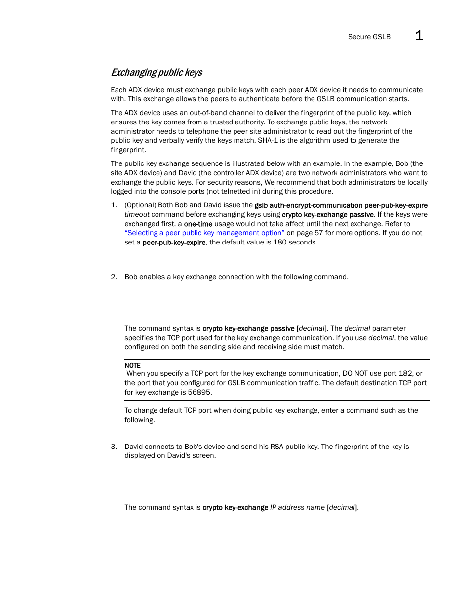 Exchanging public keys | Brocade Virtual ADX Global Server Load Balancing Guide (Supporting ADX v03.1.00) User Manual | Page 65 / 198