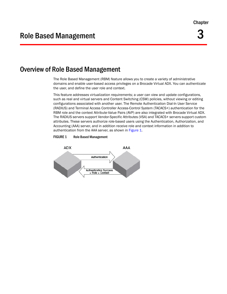 Role based management, Overview of role based management, Chapter 3 | Brocade Virtual ADX Administration Guide (Supporting ADX v03.1.00) User Manual | Page 115 / 142