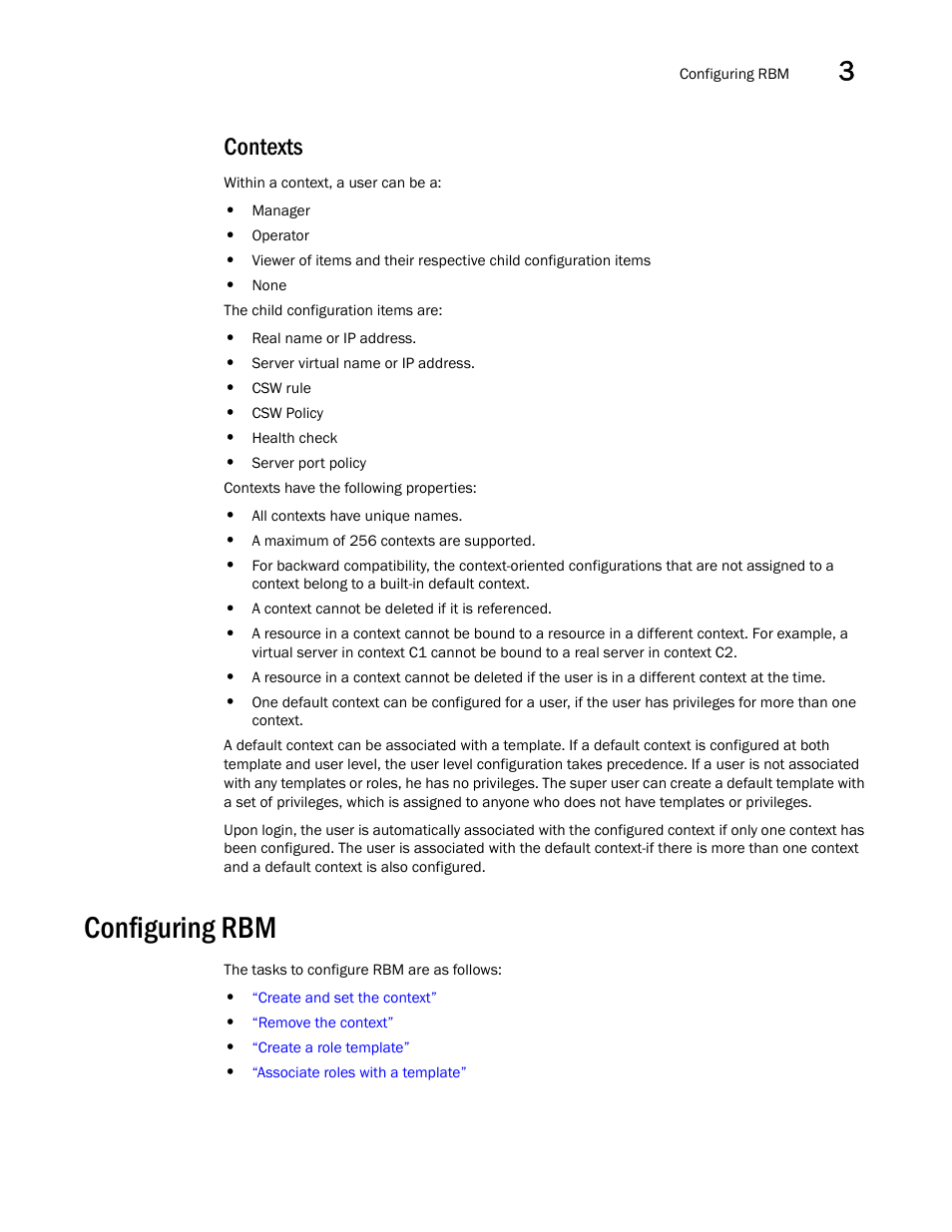 Contexts, Configuring rbm | Brocade Virtual ADX Administration Guide (Supporting ADX v03.1.00) User Manual | Page 117 / 142