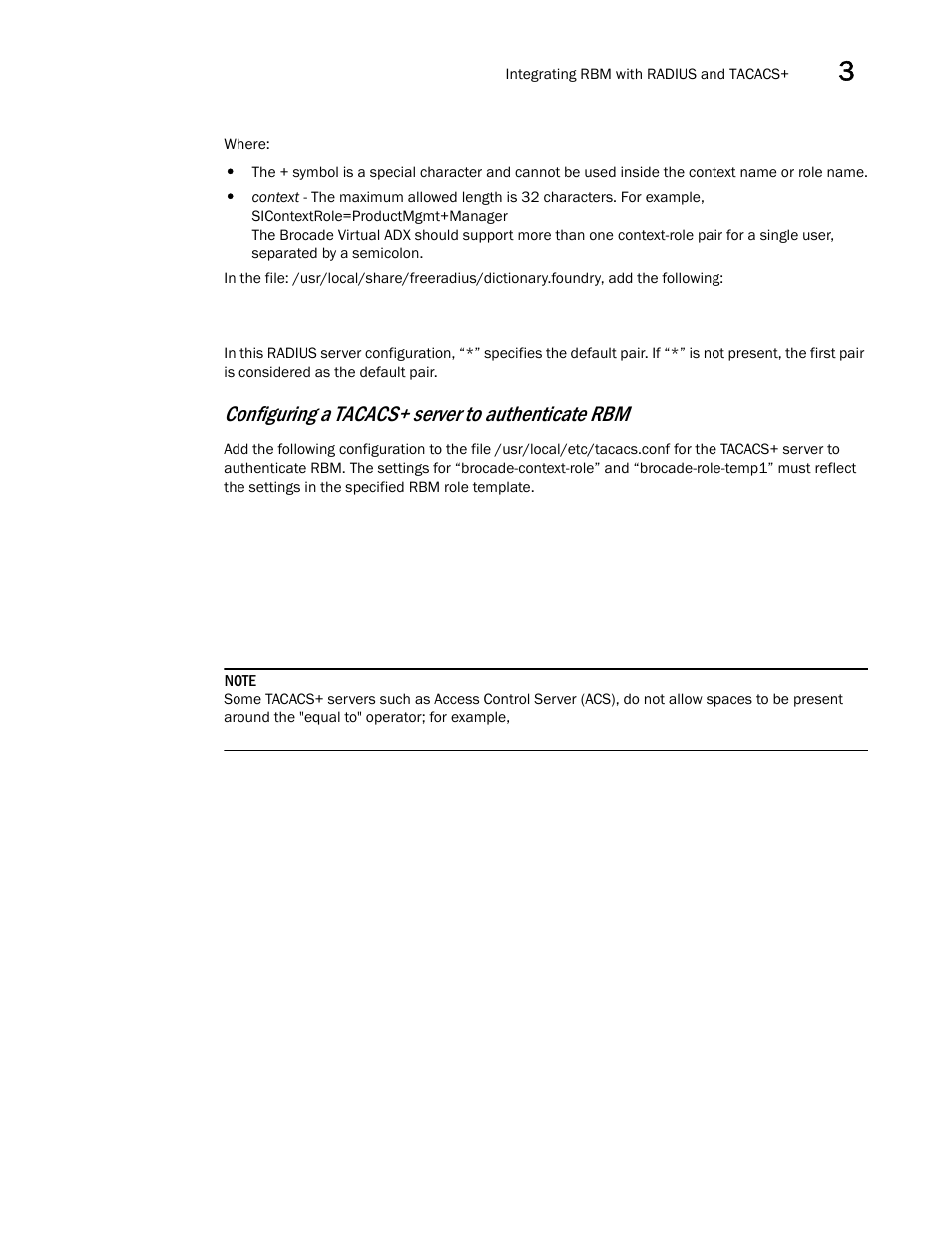 Configuring a tacacs+ server to authenticate rbm | Brocade Virtual ADX Administration Guide (Supporting ADX v03.1.00) User Manual | Page 124 / 142