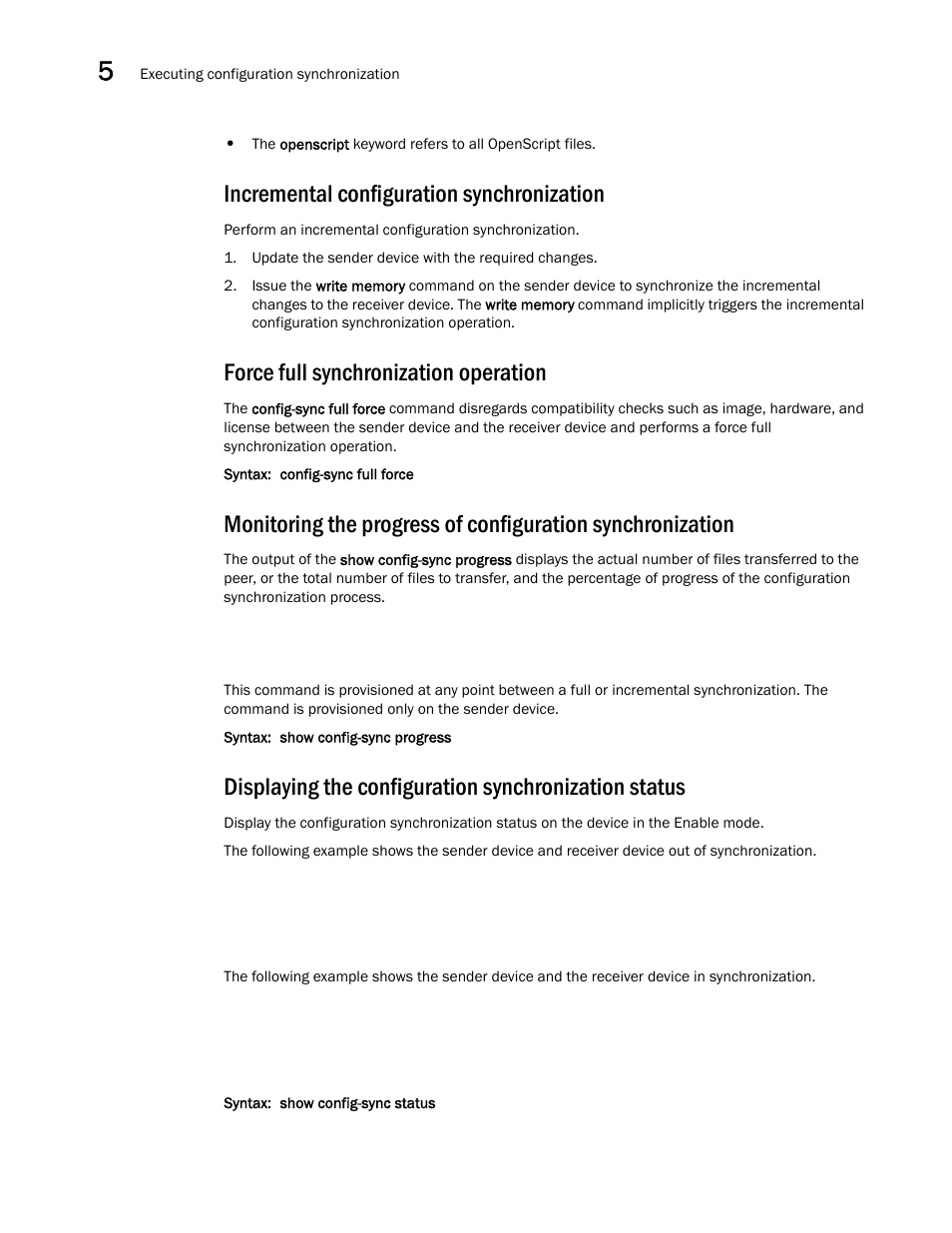 Incremental configuration synchronization, Force full synchronization operation | Brocade Virtual ADX Administration Guide (Supporting ADX v03.1.00) User Manual | Page 138 / 142