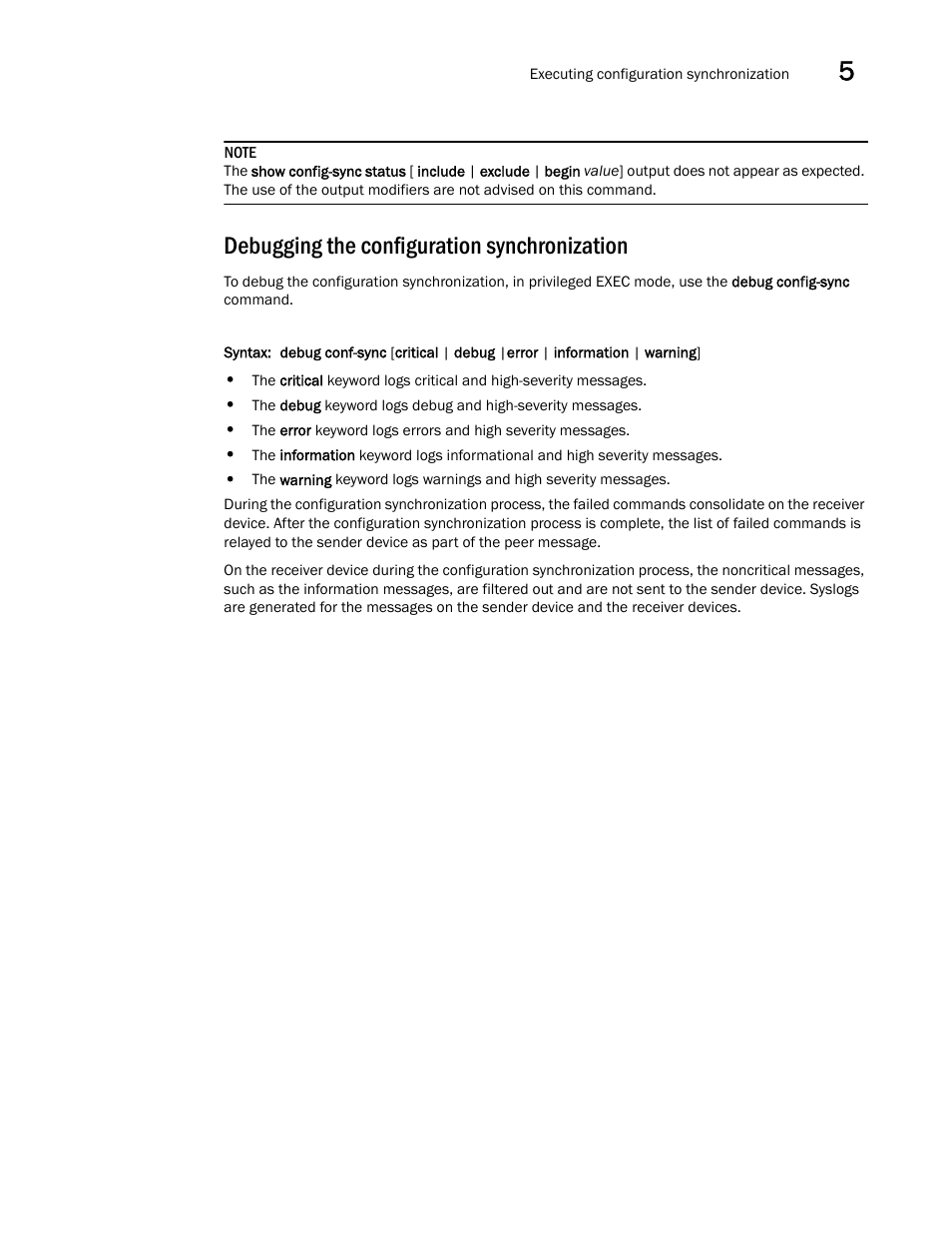 Debugging the configuration synchronization | Brocade Virtual ADX Administration Guide (Supporting ADX v03.1.00) User Manual | Page 139 / 142