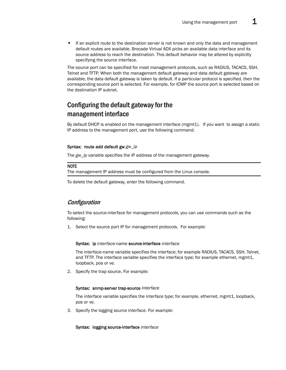 Configuration | Brocade Virtual ADX Administration Guide (Supporting ADX v03.1.00) User Manual | Page 33 / 142