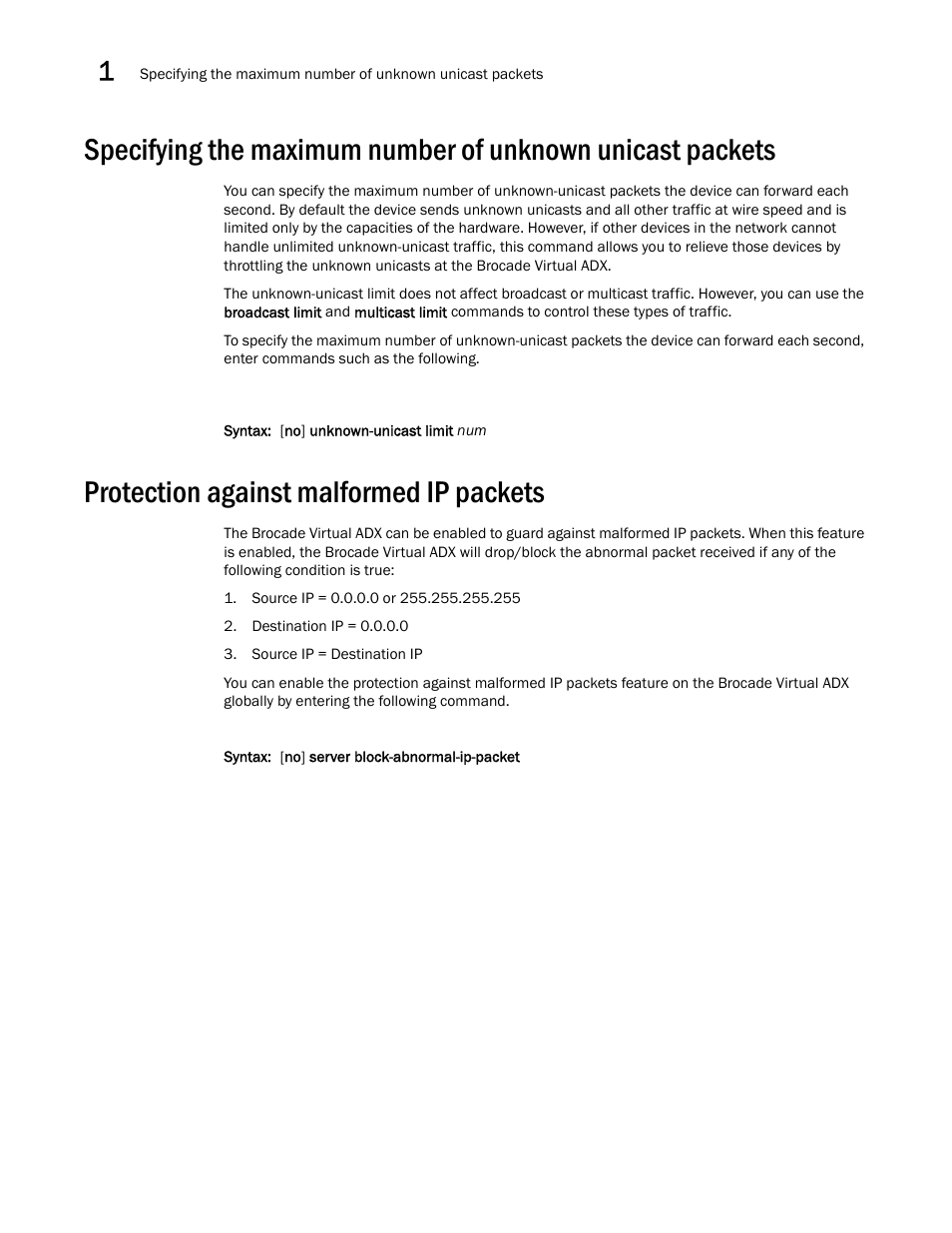 Protection against malformed ip packets | Brocade Virtual ADX Administration Guide (Supporting ADX v03.1.00) User Manual | Page 68 / 142