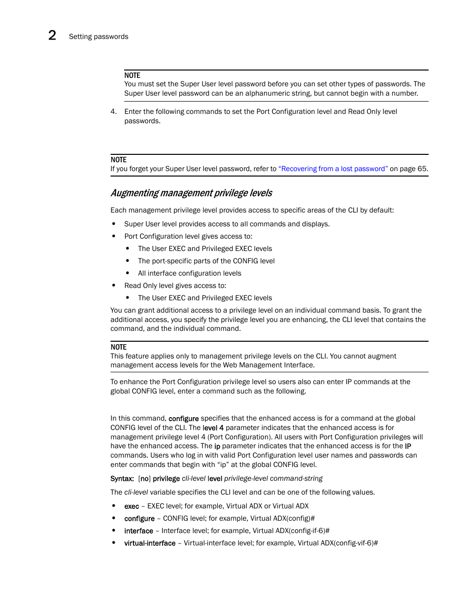 Augmenting management privilege levels | Brocade Virtual ADX Administration Guide (Supporting ADX v03.1.00) User Manual | Page 76 / 142