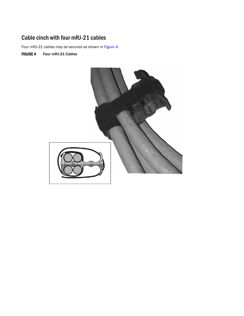 Cable cinch with four mrj-21 cables | Brocade Using the Brocade Structured Cabling Components User Manual | Page 6 / 16