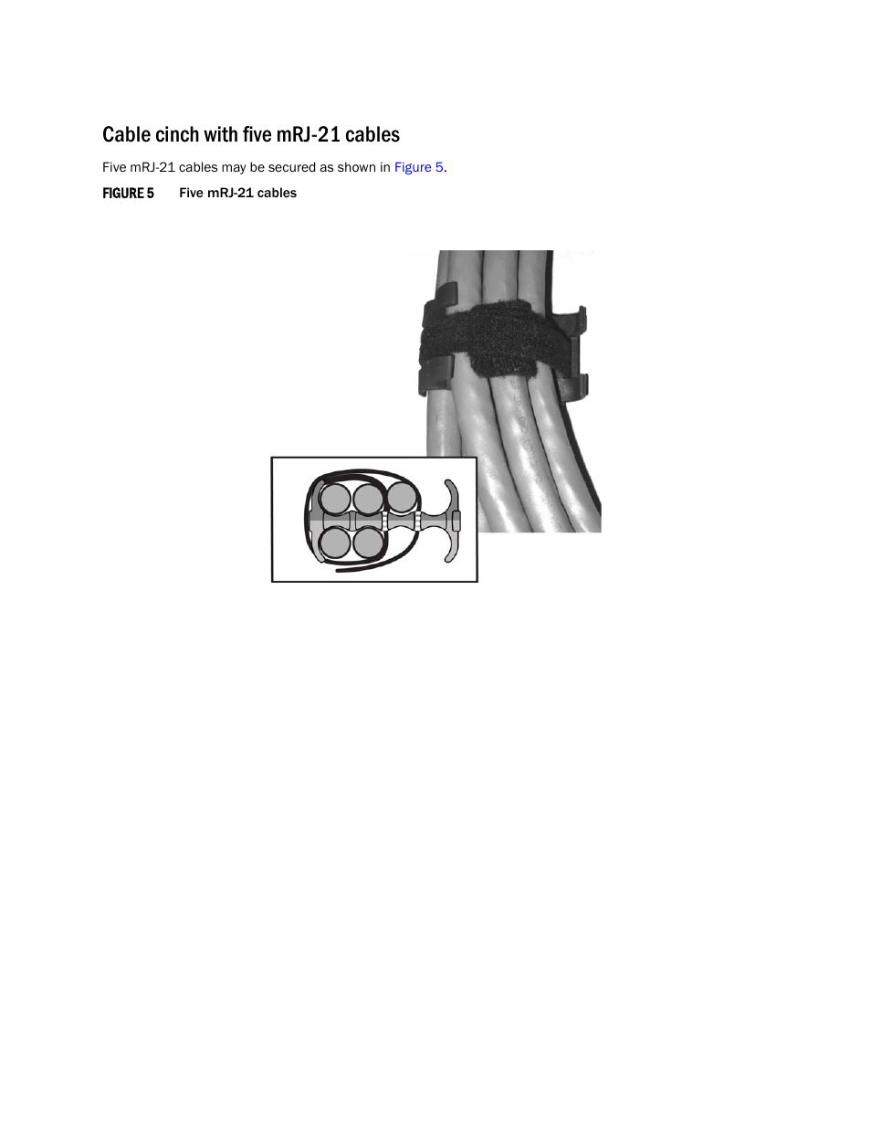 Cable cinch with five mrj-21 cables | Brocade Using the Brocade Structured Cabling Components User Manual | Page 7 / 16