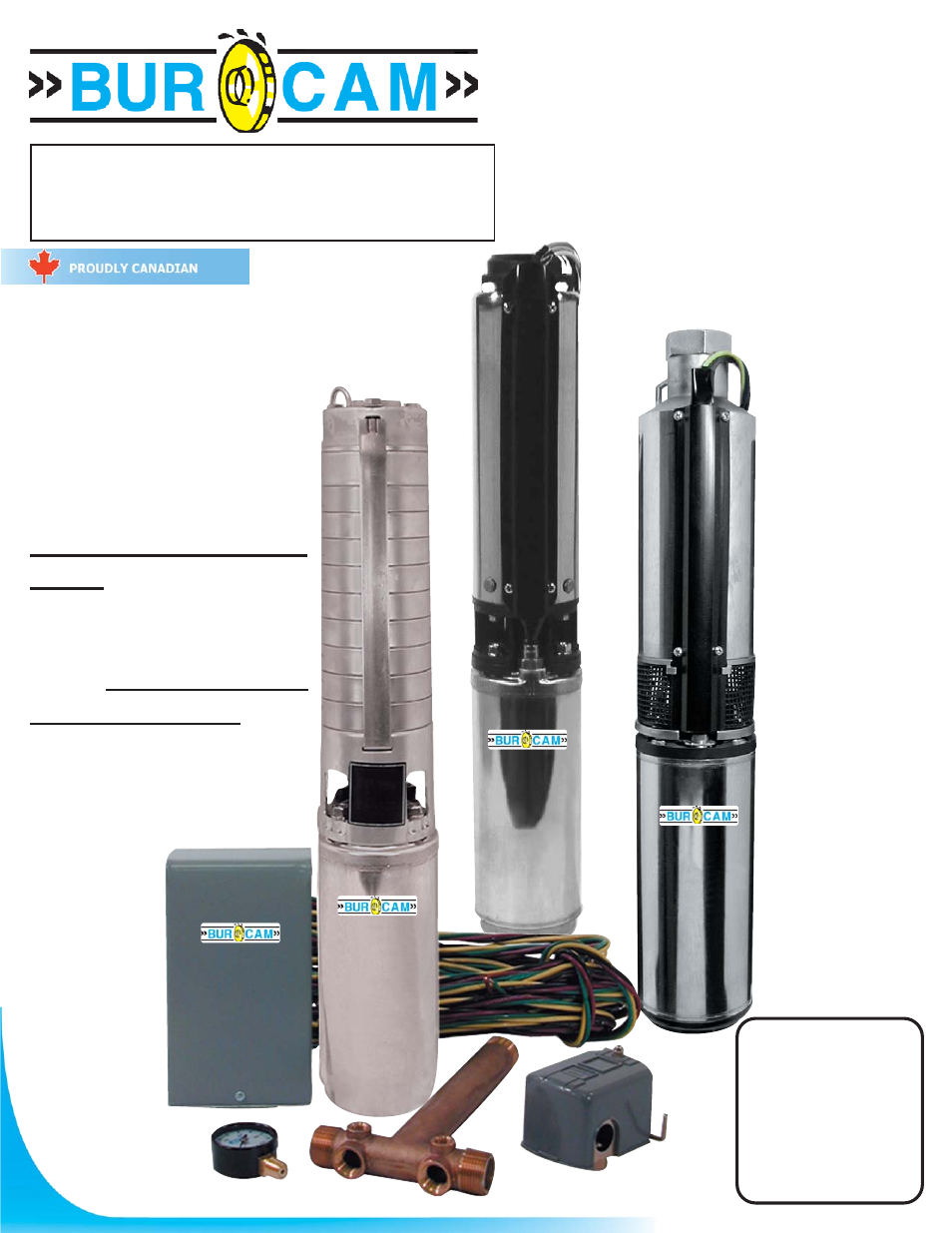 Burcam 105 Series Submersible Deep Well Pumps or SUB-PACS v.2 User Manual | 12 pages