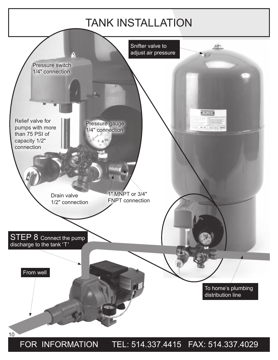 Tank installation | Burcam 503721 CONVERTIBLE C.I. JET PUMP 3/4HP 115/230V User Manual | Page 10 / 12