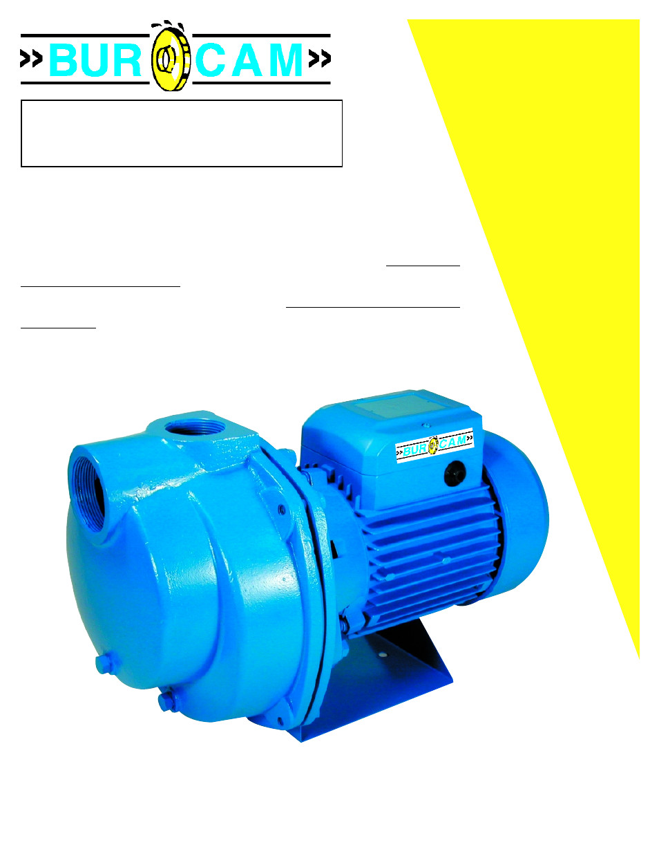 Burcam 700508 CENTRIFUGAL PUMP 2 HP 230V User Manual | 8 pages